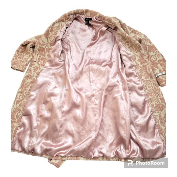 Arden B. Pink Jacquard Belted Straight knee length fully lined coat size XS - Picture 8 of 11
